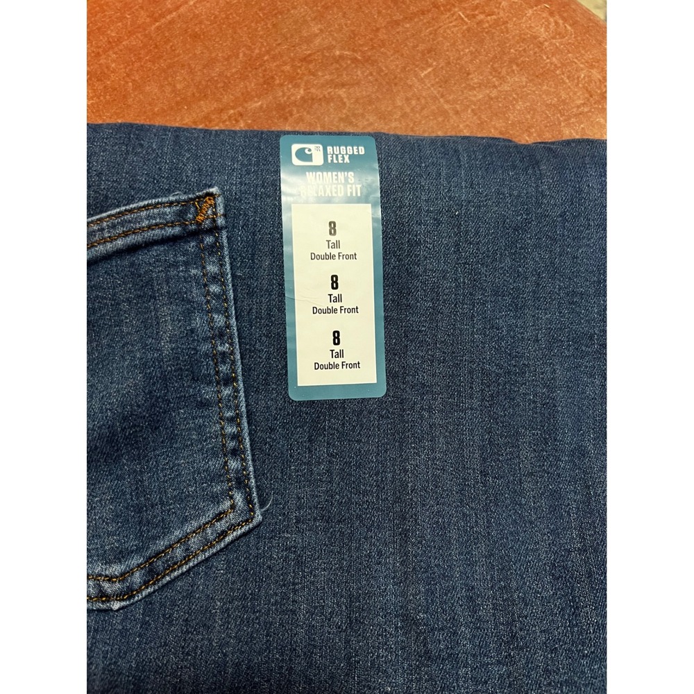 Carhartt BD5110-W Womens Rugged Flex Relaxed Fit Double Front Jeans Blue 8 Tall - Picture 2 of 10